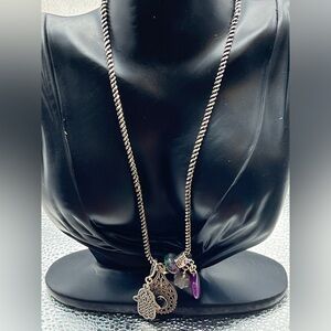 Necklace - thick chain with several pendants